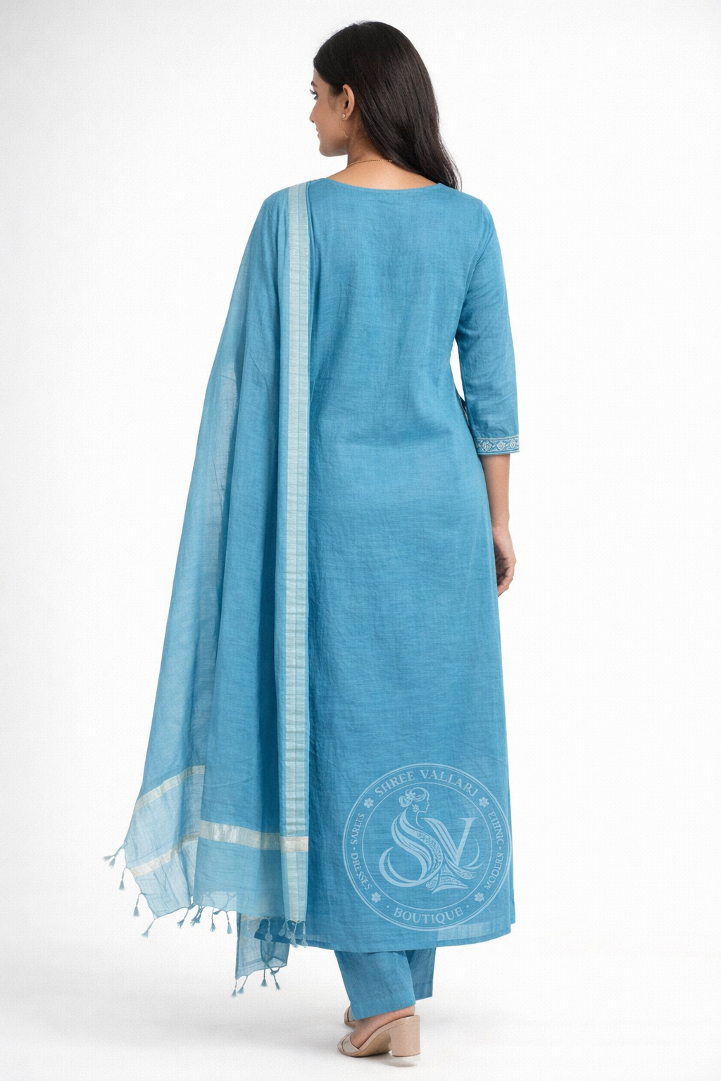 Teal Blue Embroidered Kurta Set with Dupatta for Women Party Wear