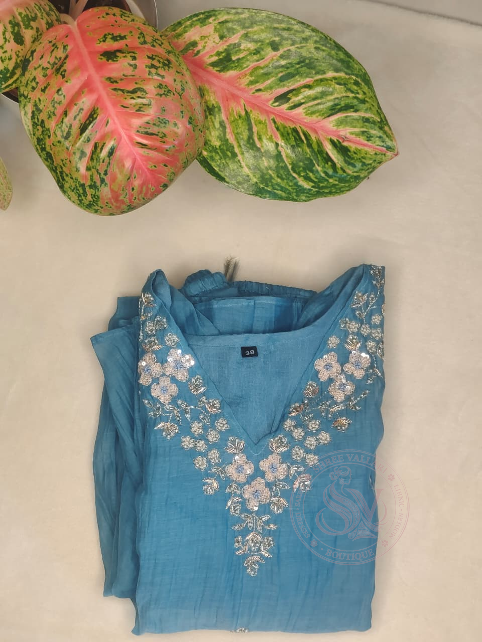 Teal Blue Embroidered Kurta Set with Dupatta for Women Party Wear